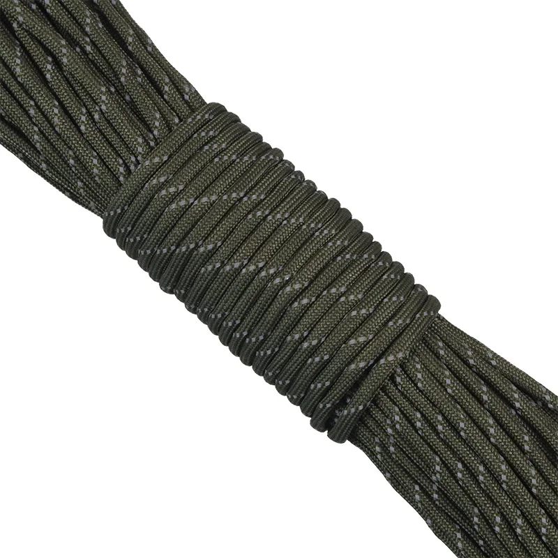 12 Colors 7 Strands Reflective Paracord For Outdoor Survival Bracelet Kit DIY Lanyard Camping Hiking Parachute Cord - Цвет: Army green