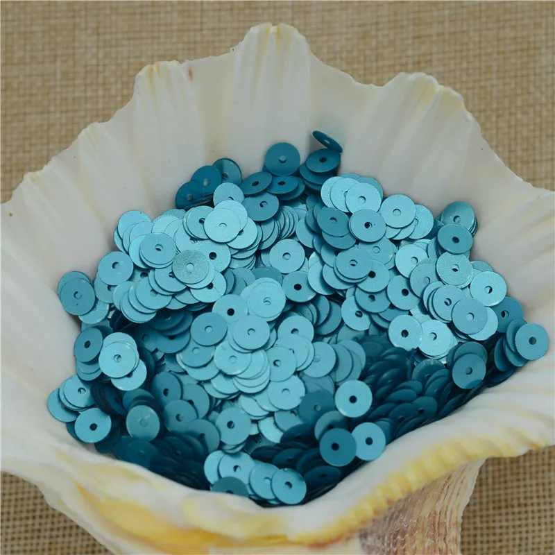 

Hot Sale 6mm Matte Lake Blue Color 30g Flat Round Loose Sequins for Crafts Paillette Sewing Wedding Crafts PVC DIY Materials
