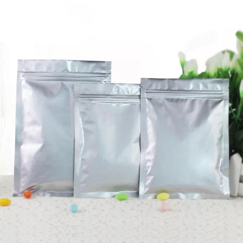 100PCS 7*13cm Pure Aluminum Foil Ziplock Bag Mylar Foil Grip Seal