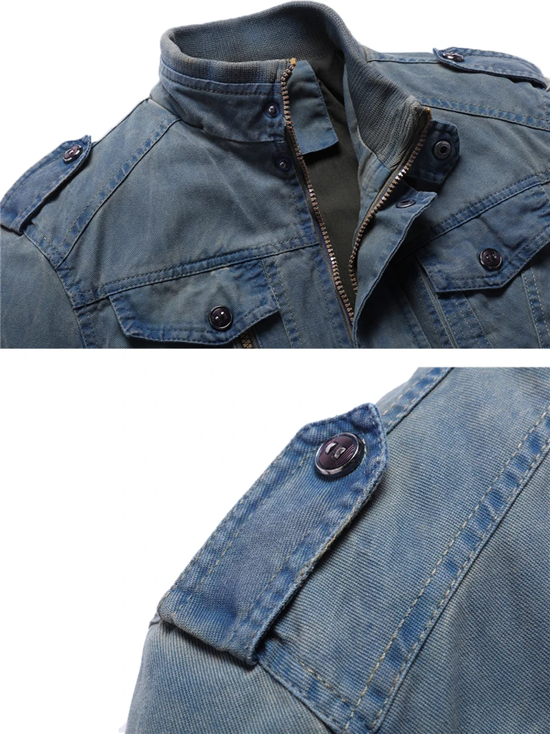 new Denim Jean jacket men Casual for streetwear motorcycle Retro Mens Jackets And Coats fitness Multi-pocket Cargo Jacket Male