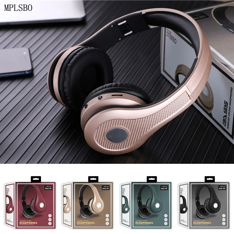 Модные беспроводные наушники металлического цвета с поддержкой FM TF карты Bluetooth 5,0 стерео гарнитуры MP3 Hifi наушники с микрофоном для телефонов