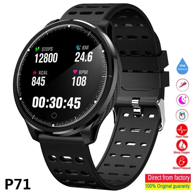 

Smart Watch Men P71 Heart Rate Blood Pressure Measurement IP68 Waterproof Fitness Bracelet for Android IOS Band Smartwatch PK L5