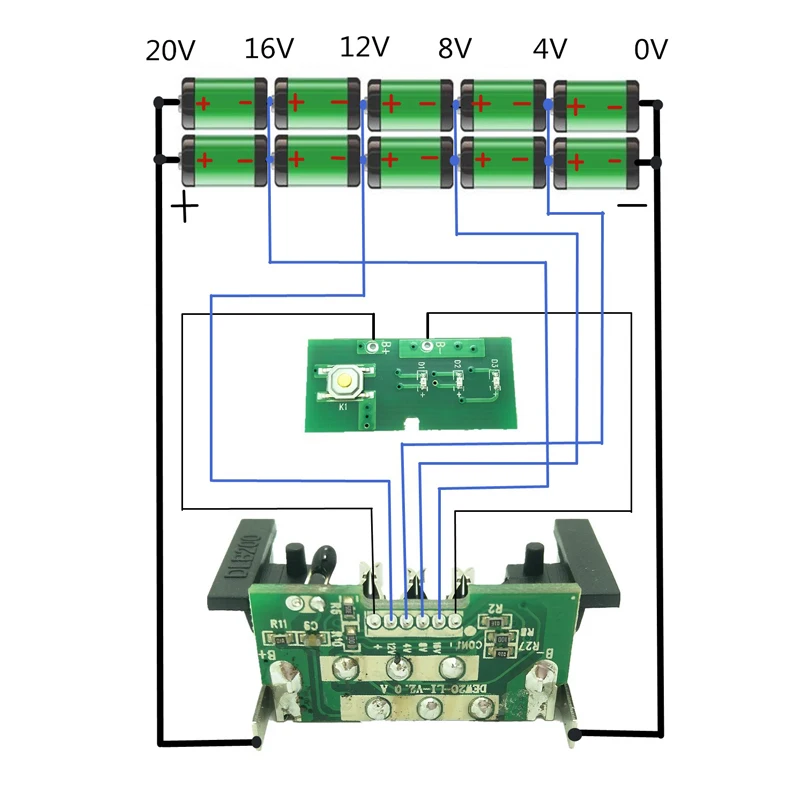 DCB200 батарея пластиковый чехол(без батареи) печатная плата для Dewalt 18 в 20 в 3.0Ah 4.0Ah DCB201 литий-ионный аккумулятор