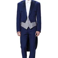 Bule пиджак в стиле ласточкин хвост остроконечные лацканы новое поступление 3 шт.(куртка) Мода Terno Masculino последний стиль пальто брюки