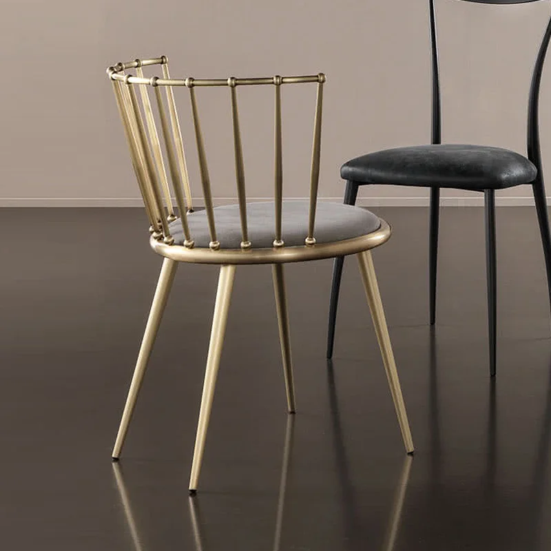 2 pcs Fashion Nordic Gold Iron Chair modern design dressing table chairs metal steel chair makeup stool Multicolor mat