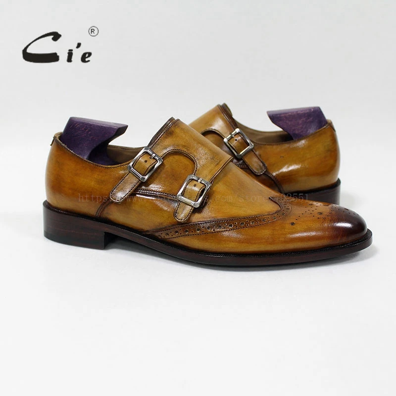 Cie Wingtips медальон ручной работы мужская обувь из телячьей кожи с двумя ремешками