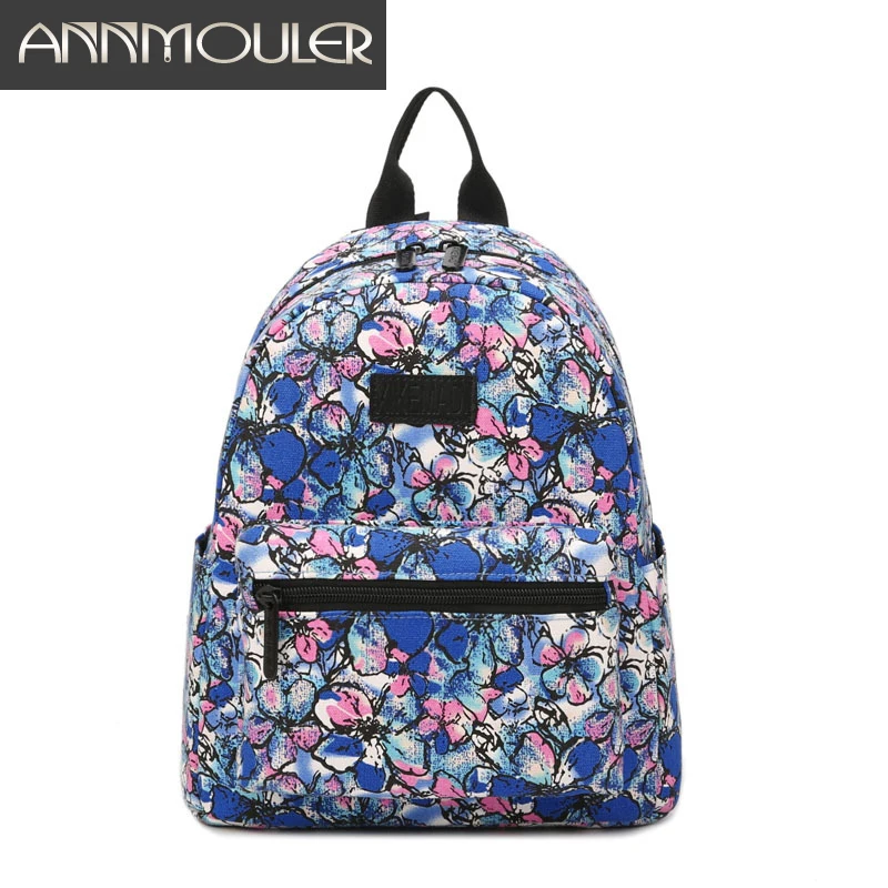 Annmouler Women Small Backpack Floral Print Casual Daypack High Quality