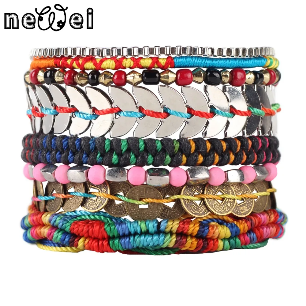 Newei 2015 New Luxury Weave Bead Handmade Bracelet Fashion Multilayer