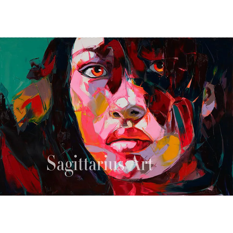 

Francoise Nielly Designer Untitled 578 Hand Painted Palette knife Abstract Oil Painting Canvas Home Decor Fine Artwork Cool Face