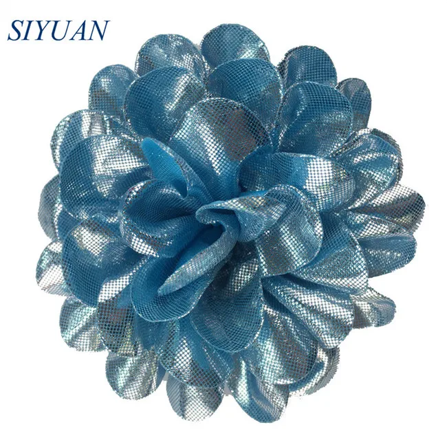 10 шт./лот 4 ''превосходный металлический тканевый горячий штамп цветок большой слоеный цветок ручной работы с заколки для волос" сделай сам "Бутик TH285 - Цвет: 12-blue