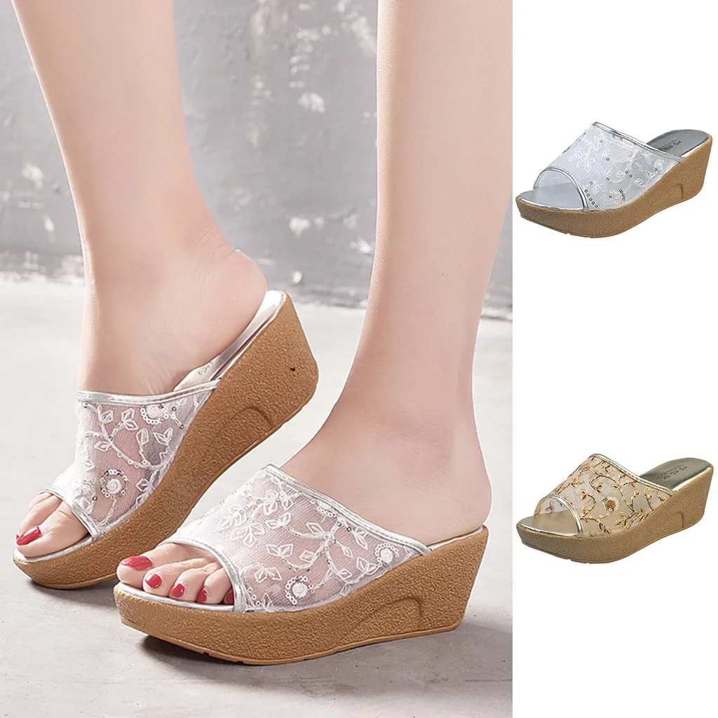 

MUQGEW Womens Fashion Casual Bohemian Embroider Wedge High Heel Shoes Platforms Outdoor High Ladies Footwear 2019 Hot Style