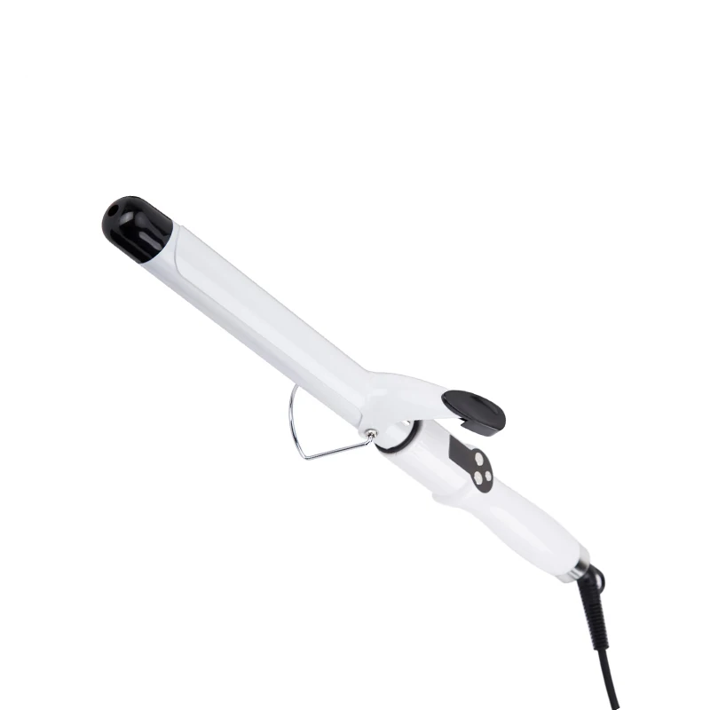 Professional Electric Curling Wand Fluffy Curl Iron Rotating Ceramic Hair Curler 25mm White