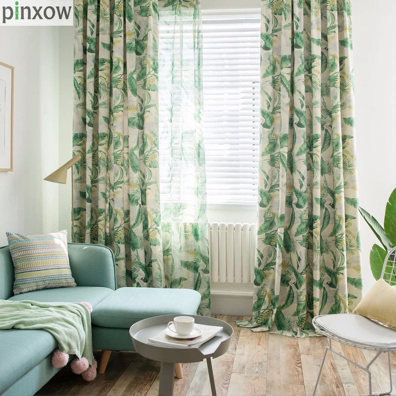 Pinxow Green Curtains For Living Room Gray Panel Window Ready Made Home
