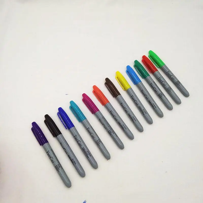 12 шт. набор Yue Cai масляные маркеры цветные маркеры художественная ручка Перманентный цветной маркер ручка офисные канцелярские принадлежности - Цвет: 12 Colors