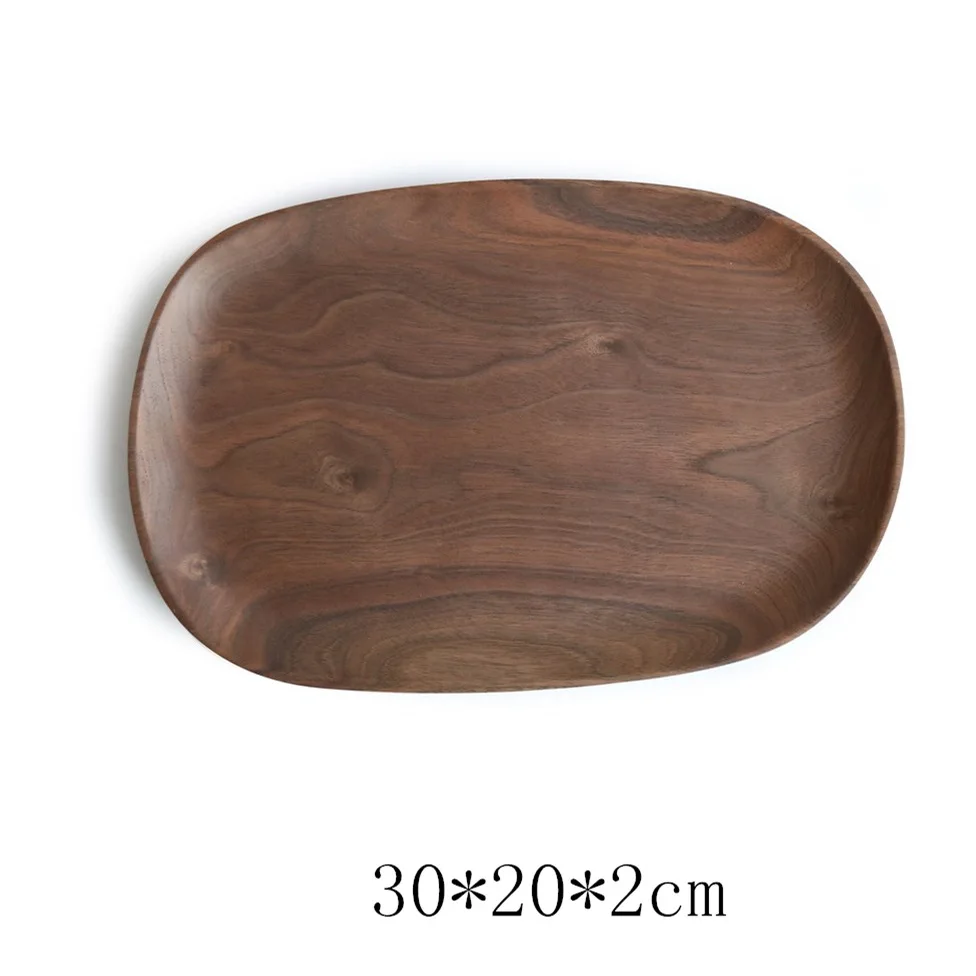 Irregular Oval Walnut Wood Pan Plate Fruit Dishes Saucer Tea Tray Dessert Dinner Plate Tableware Set