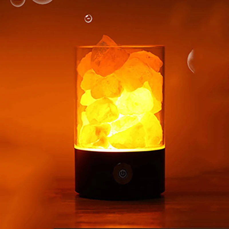 USB хрустальная лампа из гималайской соли, светодиодная лампа, очиститель воздуха, создатель настроения, Крытый теплый свет, настольная лампа, спальня, лава, лампа