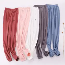 Тонкие свободные плюс размеры пижамы брюки для девочек 100% хлопок женские пижамные штаны трикотажные хлопковые летние домашние женские