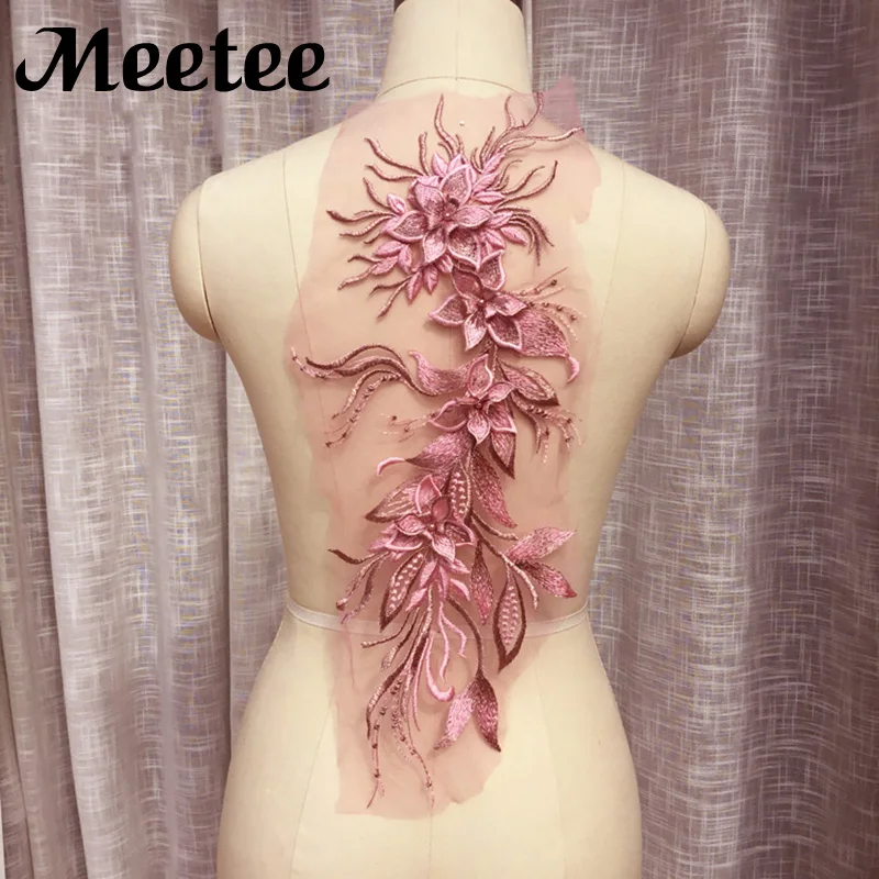 

2Pcs Polyester Embroidery Wedding Dress Lace Applique Fabric Flower Lace Trims Collar Neckline Sewing Supplies Crafts KY072