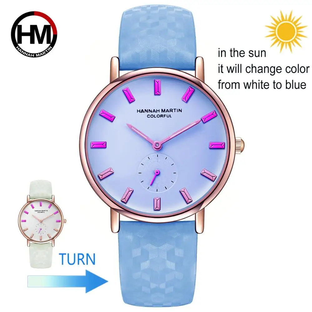 

New Model Creative Watch It Will Change Colors Under The Sun Fashion Women Wristwatch UV Waterproof Colorful Watch With