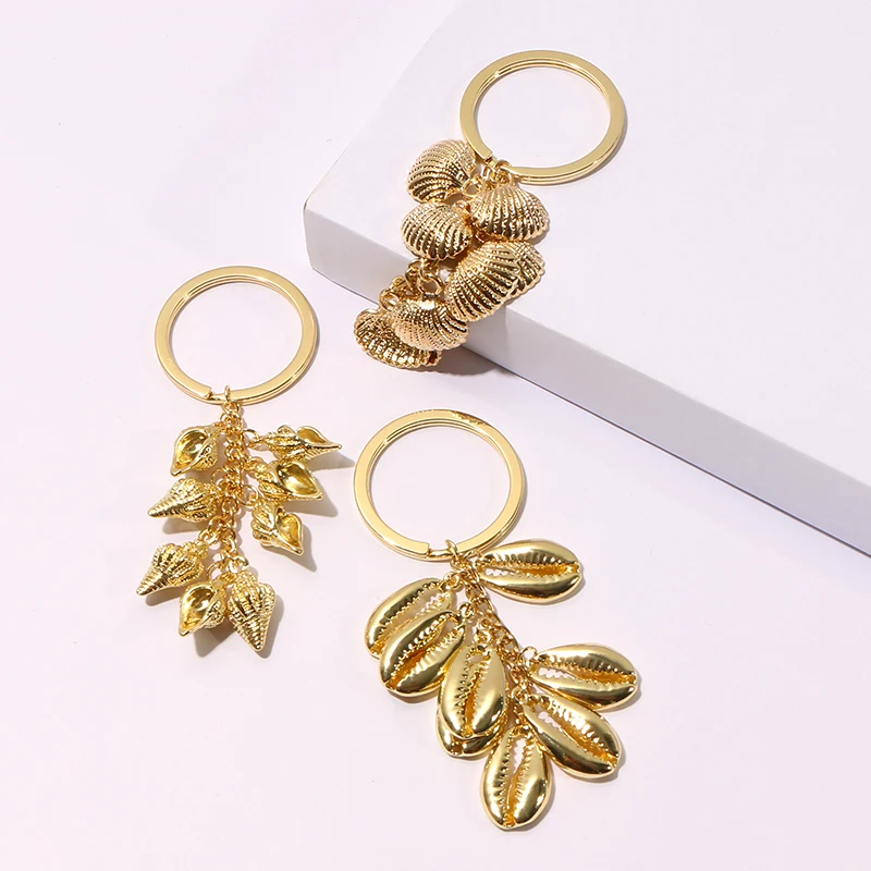 

KOMi Fancy Nautical Scallop Sea Shell Keychain Alloy Gold Pendant Keyholder Bag Car Keyring For Souvenirs Party Gifts C20117