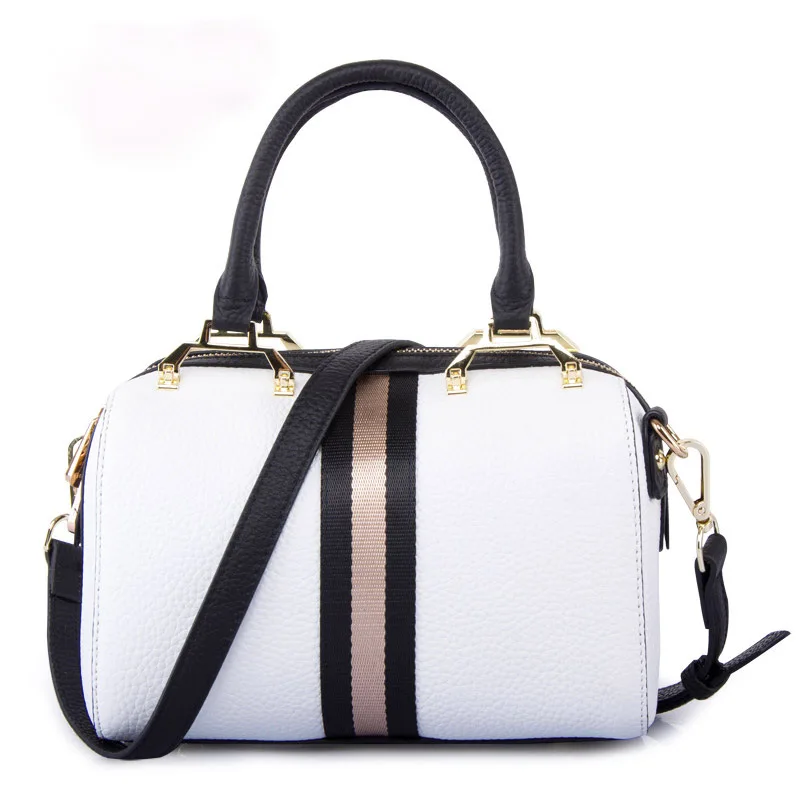 

Korean version of the new top layer leather lychee handbags with the same paragraph leather shoulder Boston bag