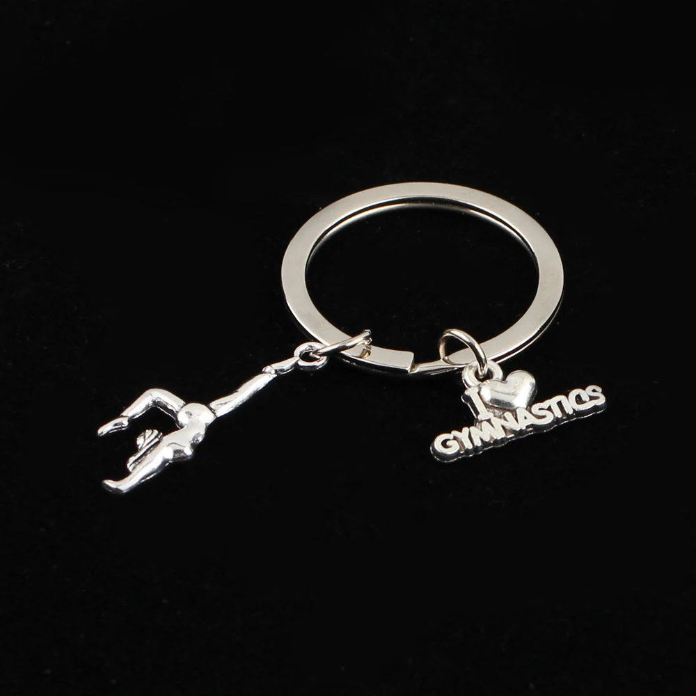 

DIY Fashion Jewelry Alloy Fitness Gymnastic Girl Pendant Keychain For Men Women Mother's day Gift Exercise Keyring