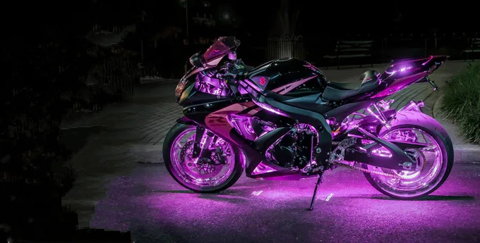 12 шт. мотоциклетные светодиодный свет комплект прокладок, атмосферная Светодиодная лента, цветная(RGB) Многоцветный акцент светящиеся неоновые светодиодные лампы с двойной ИК/R