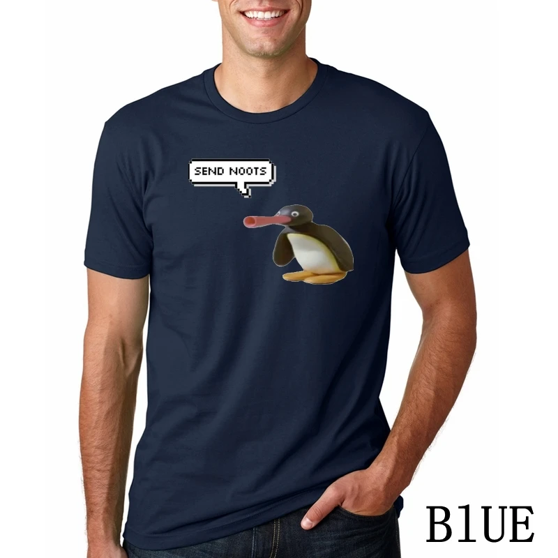 BLUEpn4425 Футболка pingu все размеры# футболки из белого хлопка мужские летние модные брендовые футболки - Цвет: BLUEpn4425