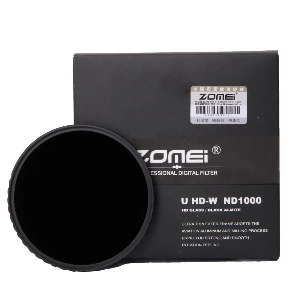 Оптическое стекло ZOMEI 10 STOP 52/58/67/72/77/82 мм сверхтонкий HD фильтр ND1000 с многослойным