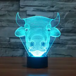 Быки 2 3D огни красочный сенсорный светодио дный светодиодный визуальный свет декоративный подарок атмосфера настольная лампа