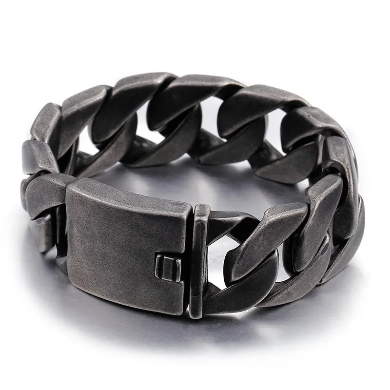 

Punk Rock Heavy Metal Man Bracelet Men Thick Chain Link 25MM Wide Men's Bracelets S205