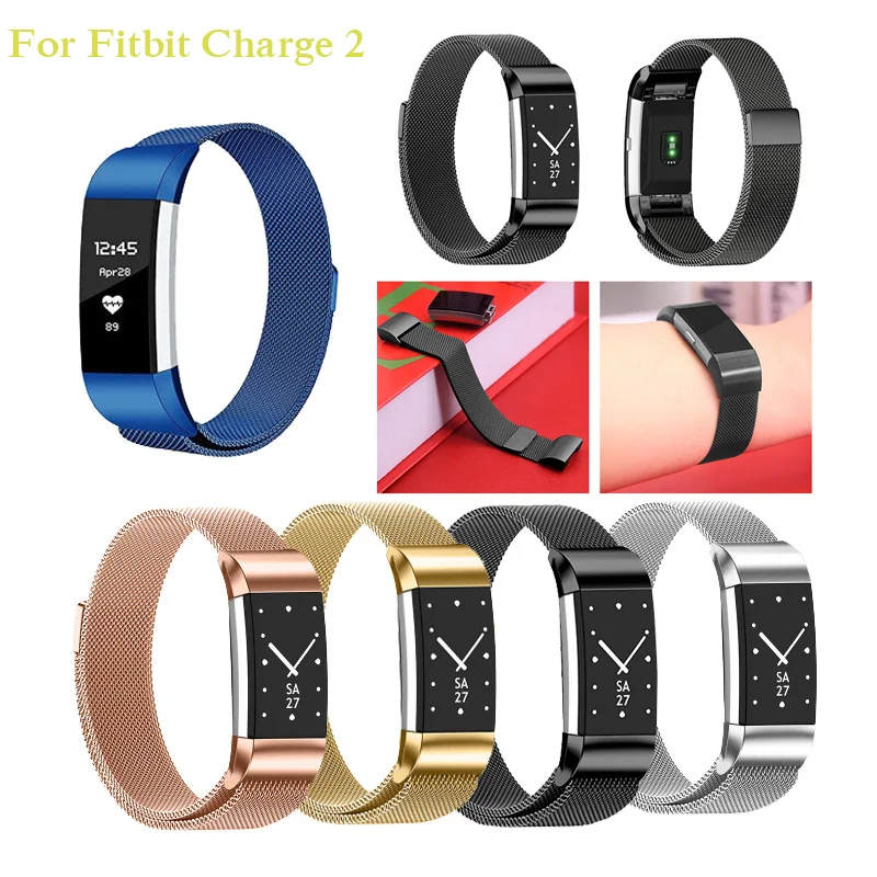 

Stainless Steel Magnetic Milanese Loop Band for Fitbit Charge 2 Replacement Wristband Strap for Fitbit ChargeBand Watchband Nov5