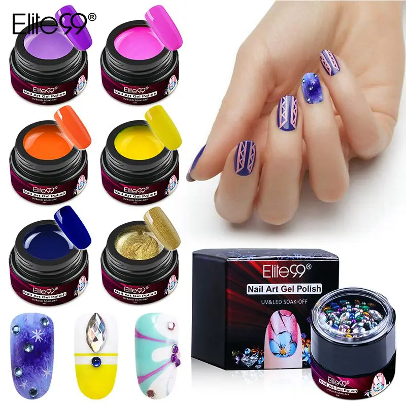 Elite99 Liner Painting Gel Polish with Diamond Nail Art Decoration