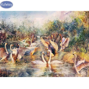 

Full square Diamond Embroidery,5D diy Diamond Painting swan family,Stitch Cross,3D,Diamond Mosaic pictures,wall sticker