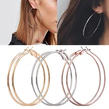 3 pares de pendientes para mujeres nueva moda mujer delgada redonda grande colgante de aro pendientes mujer(China)
