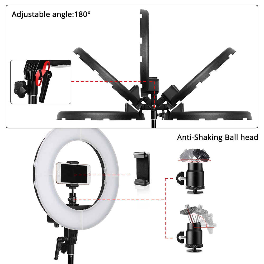 Beste 18 Inch Ring Licht Dimbare 5500K Led Ring Lamp Met Statief Ringlicht Studio Foto Lamp Voor Fotografie Licht Ring youtube Live