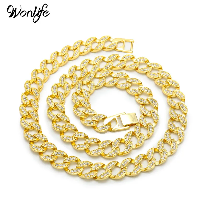 Wonlife хип-хоп Для мужчин Цепочки и ожерелья цепь Iced Out Майами Снаряженная Кубинский
