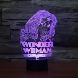 Led 3D Luminaria Wonder Woman моделирование настольная лампа оригинальная супер герой ночник 7 цветов Изменение детской спальни декоративное освещение