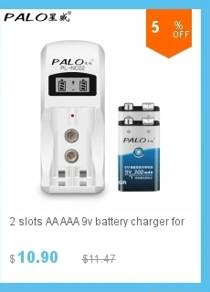 PALO 9v 300mAh Ni-MH перезаряжаемая 9 вольт NiMH батарея зарядное устройство для 6F22 9 V NiCd NiMh литий-ионная аккумуляторная батарея