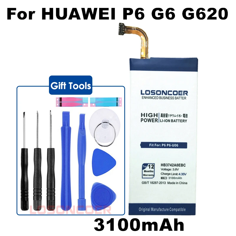 

LOSONCOER 3100mAh HB3742A0EBC Battery for Huawei Ascend P6 Battery P6-U06 p6-c00 p6-T00/ Ascend G6 G620 G621 G620s G630
