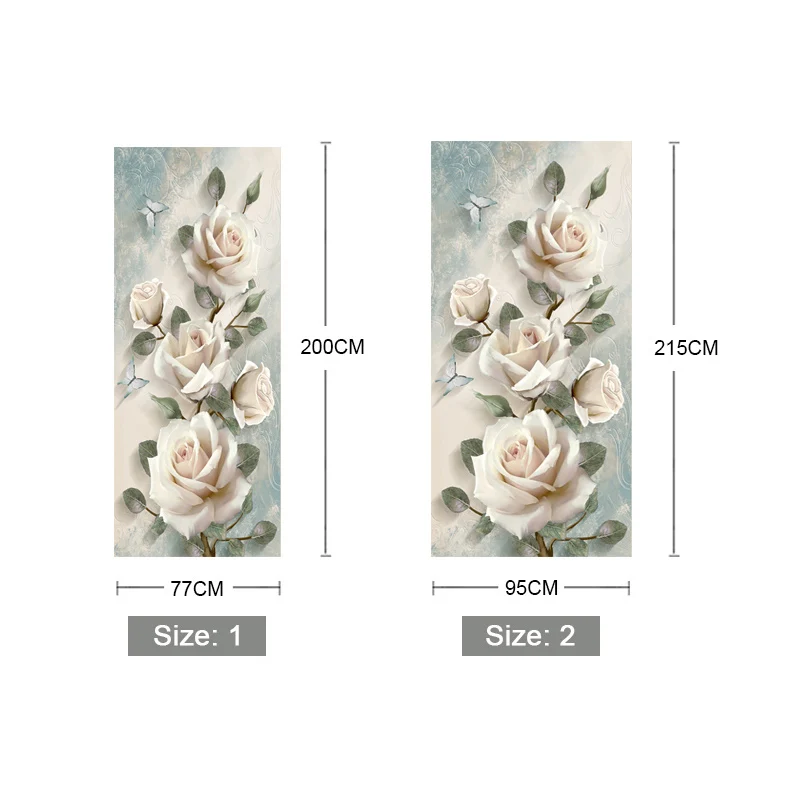 Creative 3D Flowers Door Sticker Home Decor Wall Decals DIY Self Adhesive Door Wallpaper PVC Waterproof Mural Bedroom Decoration