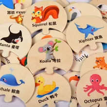 Детские животные, графический алфавит, деревянные головоломки, китайско-английские развивающие пазлы, игрушки для детей, Обучающие буквы NSV775