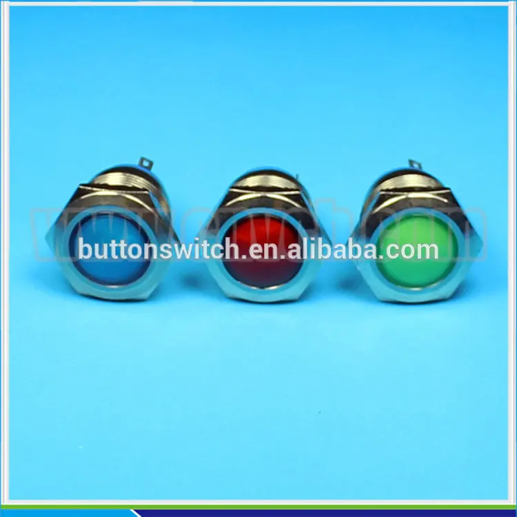 IN26 Gold plated or stainless steel 19MM lamp red ring led water proof indicator