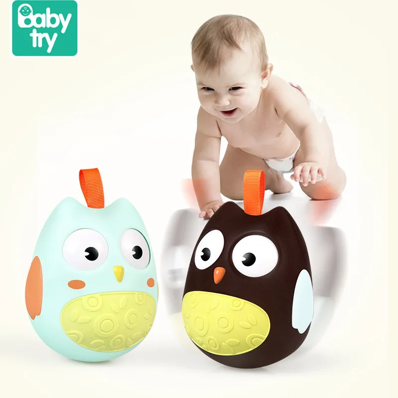 

Babytry Cute Nodding Owl Doll Baby Rattles Mobiles Ring Bell Sweet Music Roly-poly Tumbler Toy For Newborn Educational Brinquedo