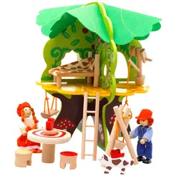 DIY деревянный миниатюрный кукольный домик вилла домик на дереве кукольные фигурки мебель Строительный набор детские развивающие блоки