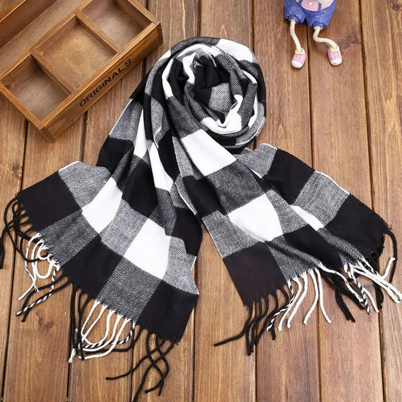 brand new winter large girls scarf plaid long boys kids children’s women lady cashmere scarves wool thinker classic
