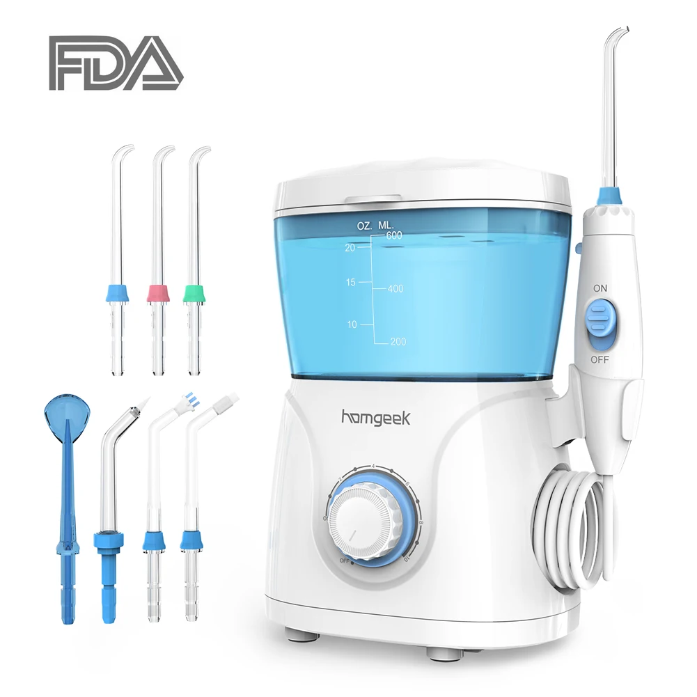 

Homgeek Oral Irrigator 600ml 7pcs Tips Dental Water Flosser Teeth Cleaning Water Pick irrigators Flossing Oral Hygiene