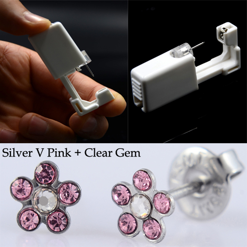 Disposable Device Machine Tools Piercing NO PAIN Safety Sterlised Easy Ear Piercer Sterile Bezel Dasiy Flower Ear Stud