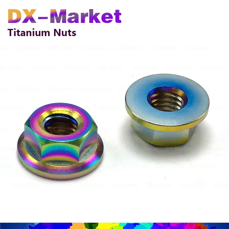 ФОТО m14 *1.25p , 4pcs /set ,  AB color , m14 Fine thread Titanium Hexagonal flange Nut , Good Quality Titanium   nuts DIY fastener