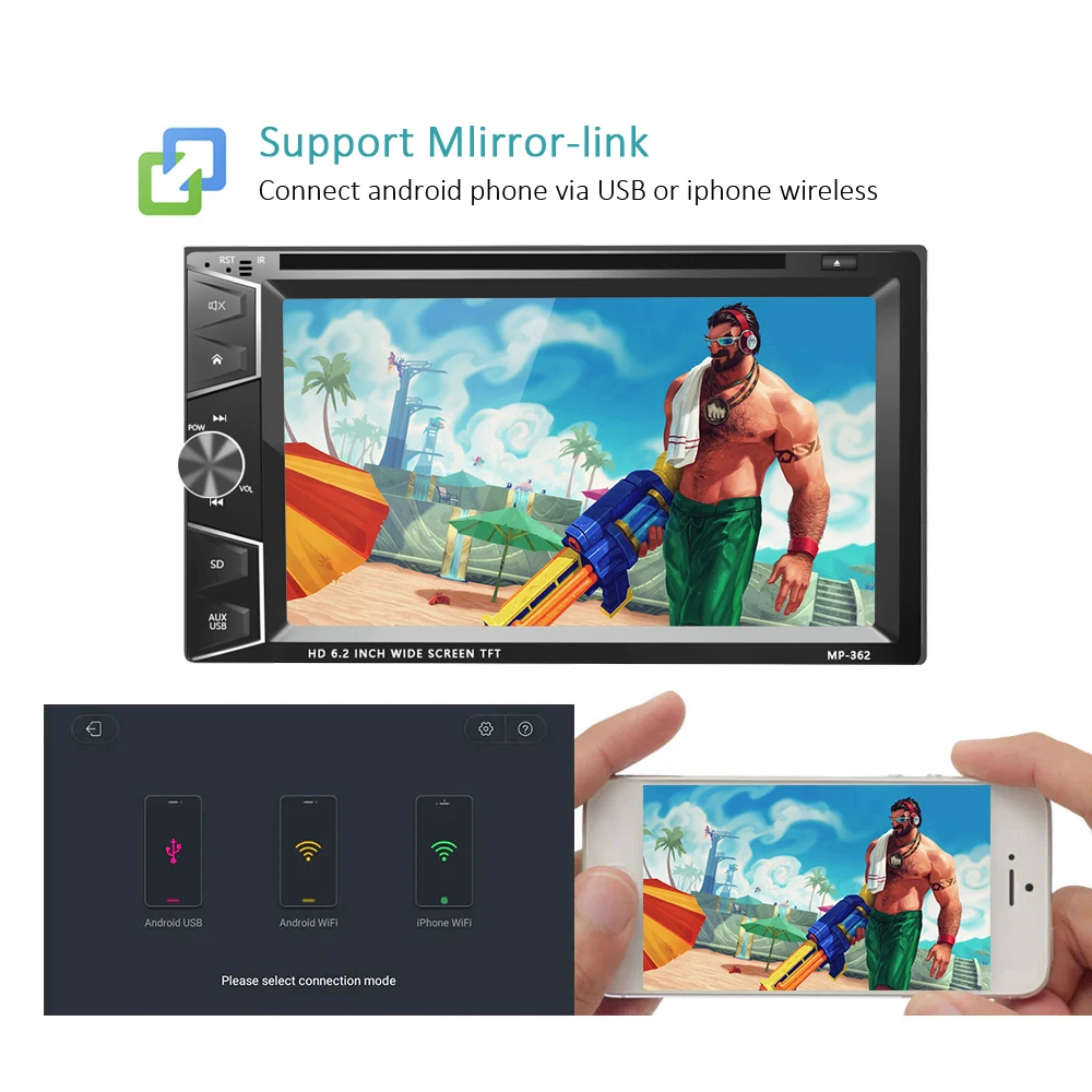 Camecho Android автомобильный мультимедийный плеер 2 Din 7 ''HD Автомобильный DVD GPS радио